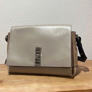 Proenza Schouler Taupe Leather Suede Crossbody Shoulder Bag